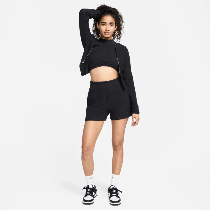 NIKE W NSW CHLL KNT RIB 3IN SHRT - BLACK