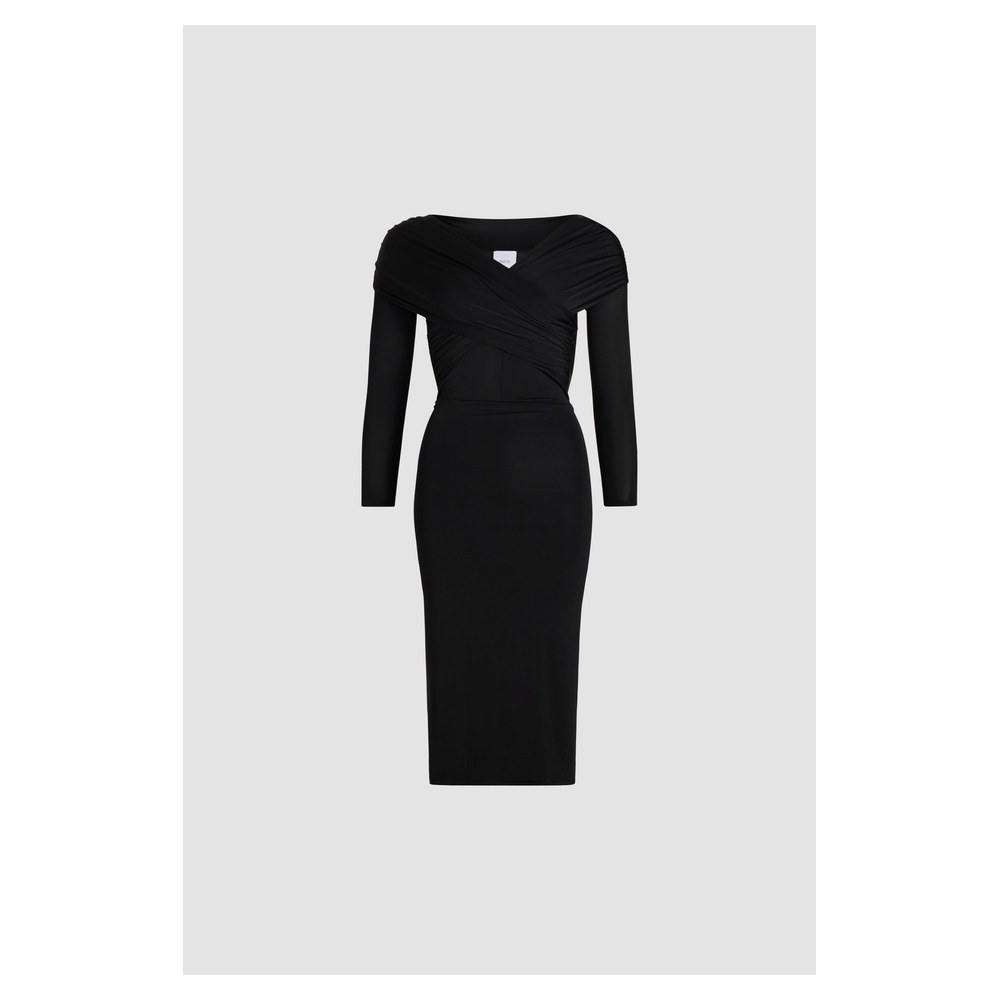 PATOU DRAPED DRESS - BLACK
