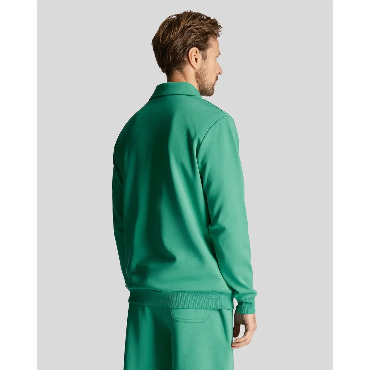 LYLE & SCOTT LS LOGO QUARTER ZIP SWEATSHIRT - FAIRWAY GREEN