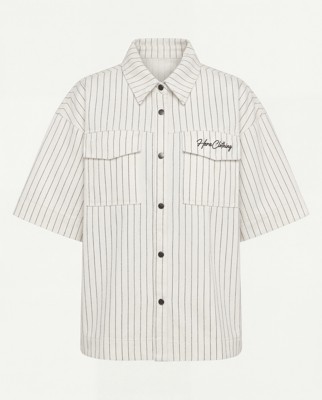 HERA WOMENS DENIM OVERSHIRT - ECRU/ BLACK STRIPE