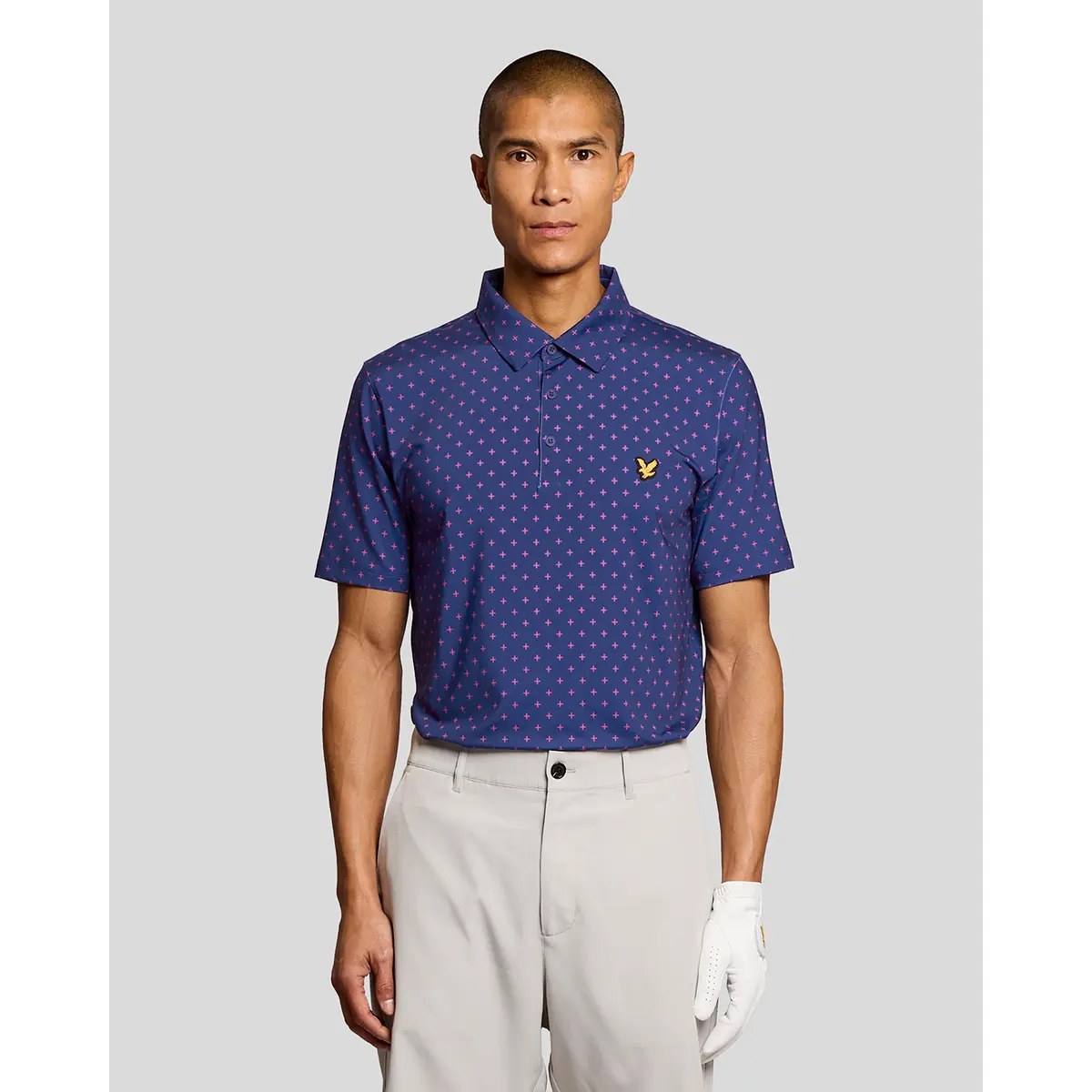 LYLE & SCOTT GOLF CROSS PRINT POLO - NAVY PEONY