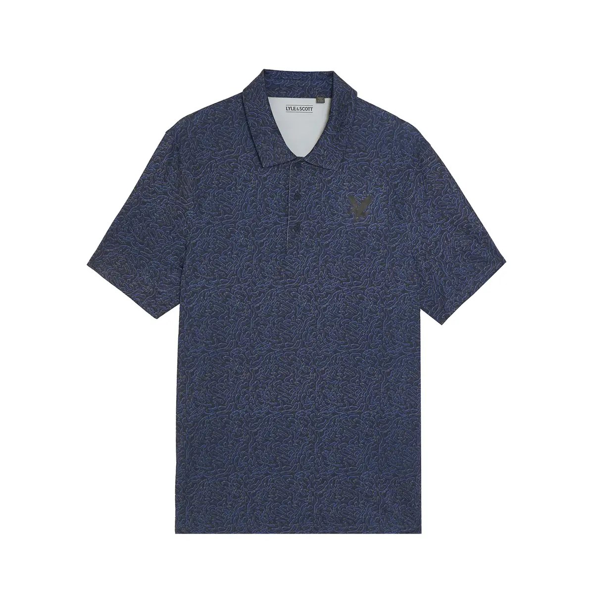LYLE & SCOTT GOLF MICRO CONTOUR PRINTED POLO SHIRT - RYDER BLUE