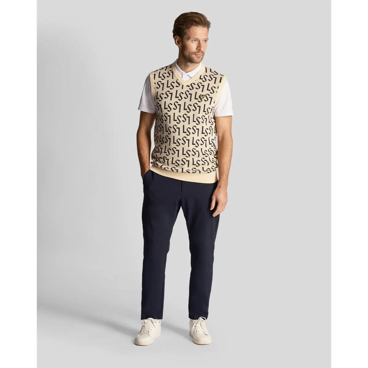 LYLE & SCOTT MONOGRAM KNITTED TANK TOP - SAND DUNE
