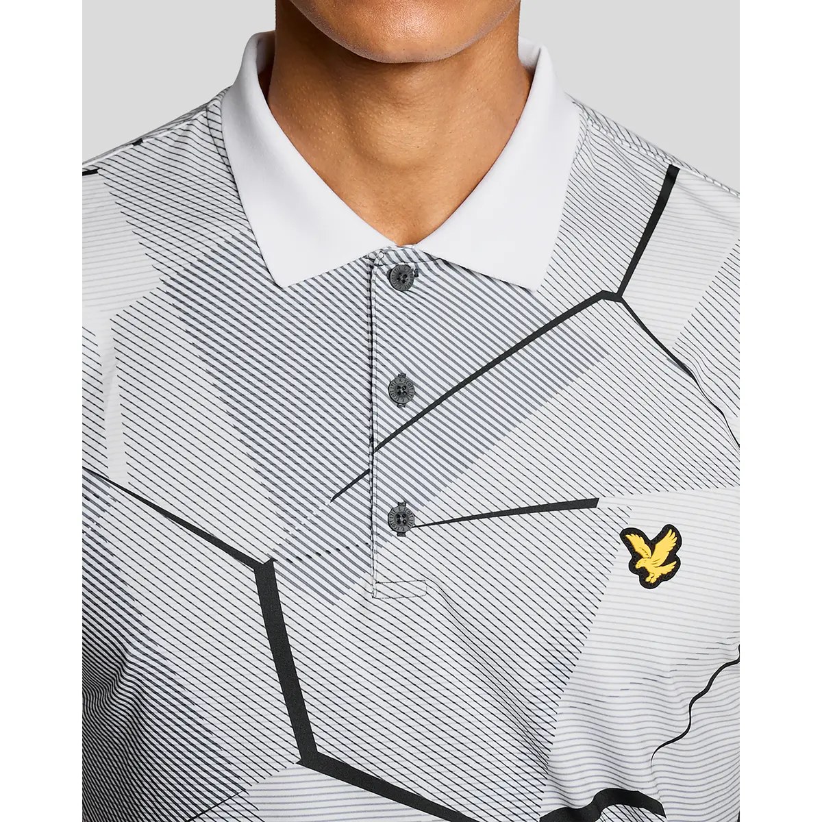 LYLE & SCOTT GOLF GEOMETRIC PRINT POLO - ULTIMATE GREY