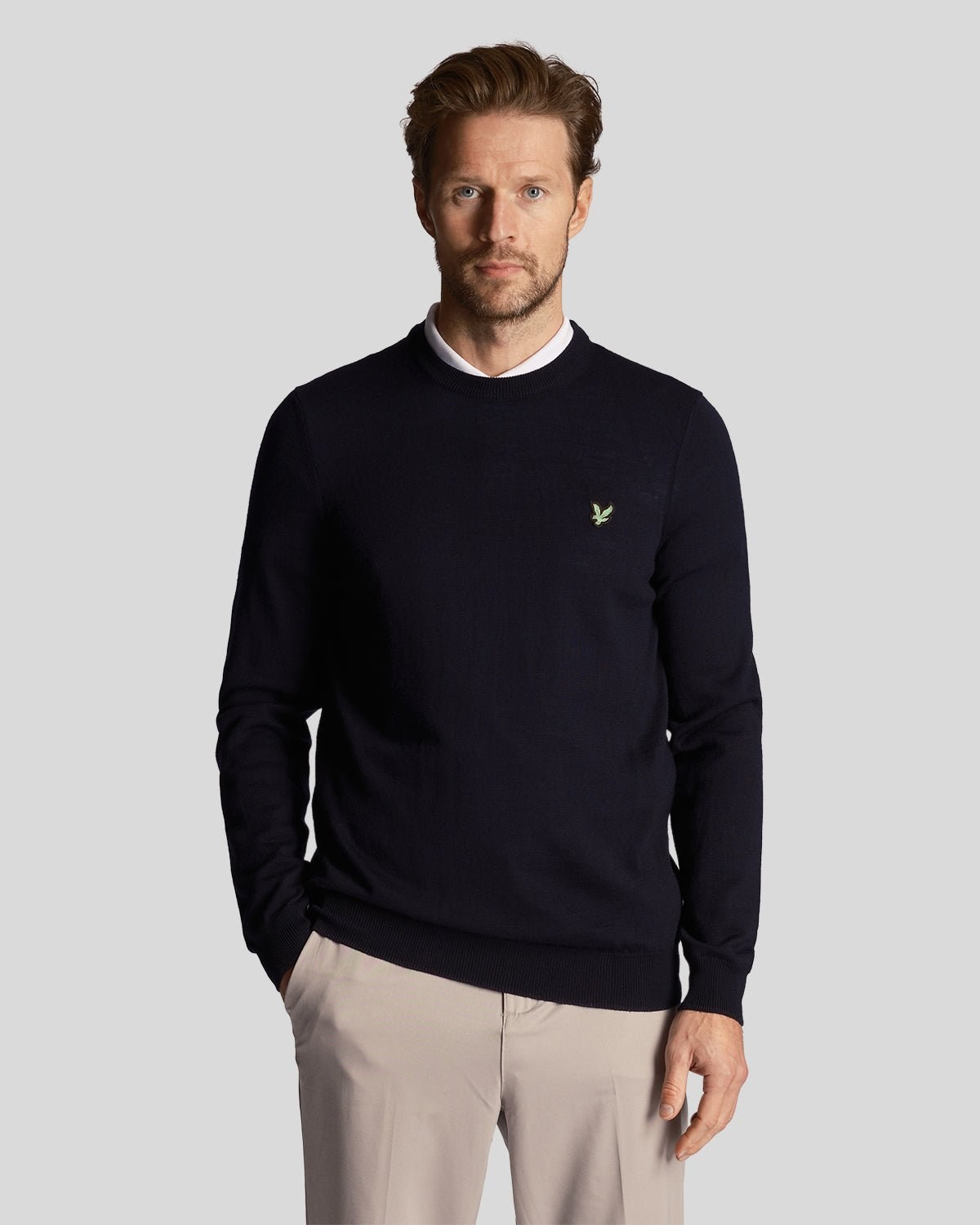 LYLE & SCOTT GOLF POLYBLEND CREW NECK PULLOVER - DARK NAVY