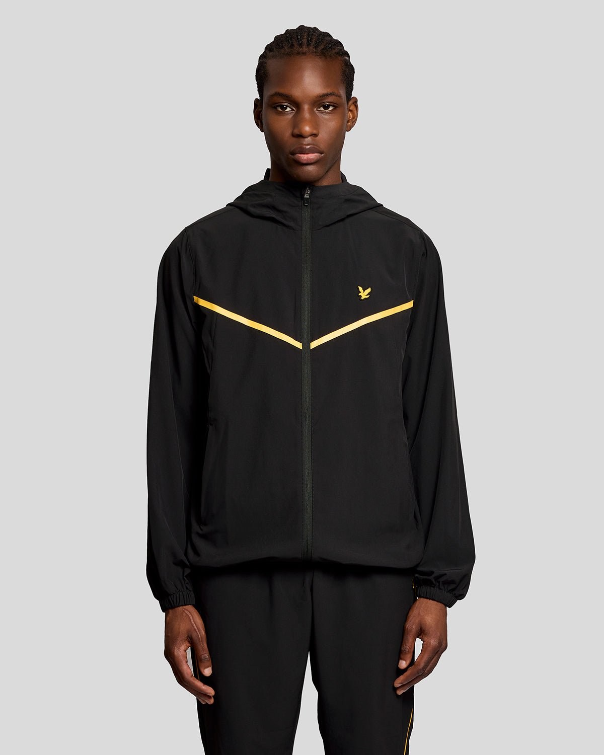 LYLE & SCOTT STRIPED TRACK JACKET - JET BLACK