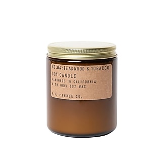 P.F. CANDLE CO NO.04 TEAKWOOD & TOBACCO 12.5 OZ SOY CANDLE - BROWN