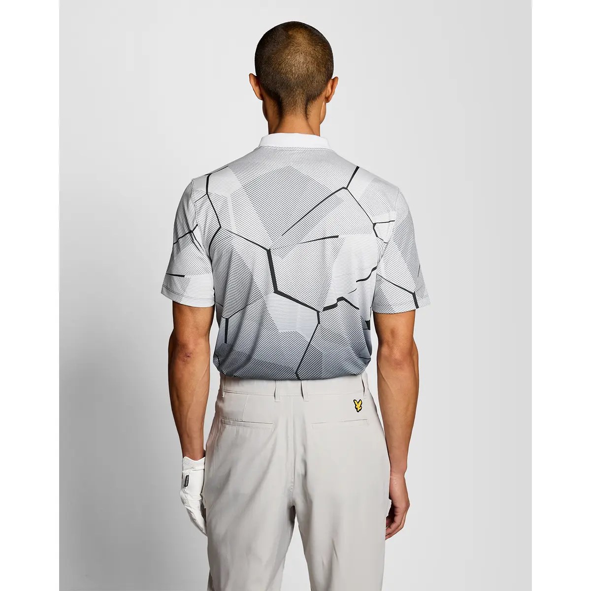 LYLE & SCOTT GOLF GEOMETRIC PRINT POLO - ULTIMATE GREY