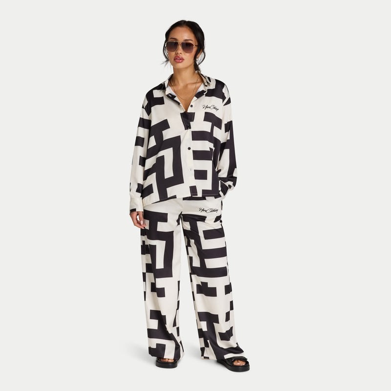 HERA WOMENS PRINTED SHIRT - OFF WHITE/ BLACK