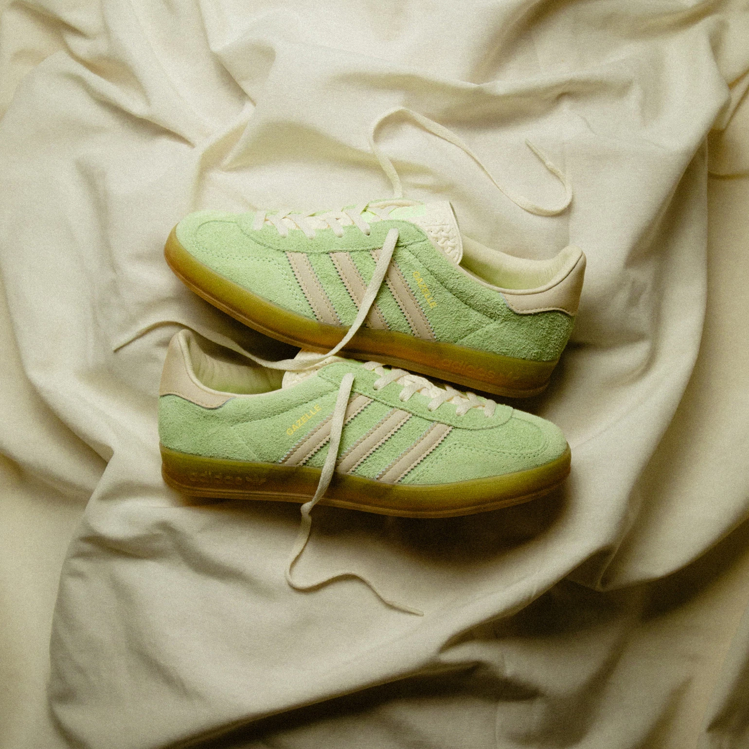 ADIDAS ORIGINALS GAZELLE INDOOR W TRAINERS - SEMI GREEN SPARK/ALMOST YELLOW/CREAM WHITE