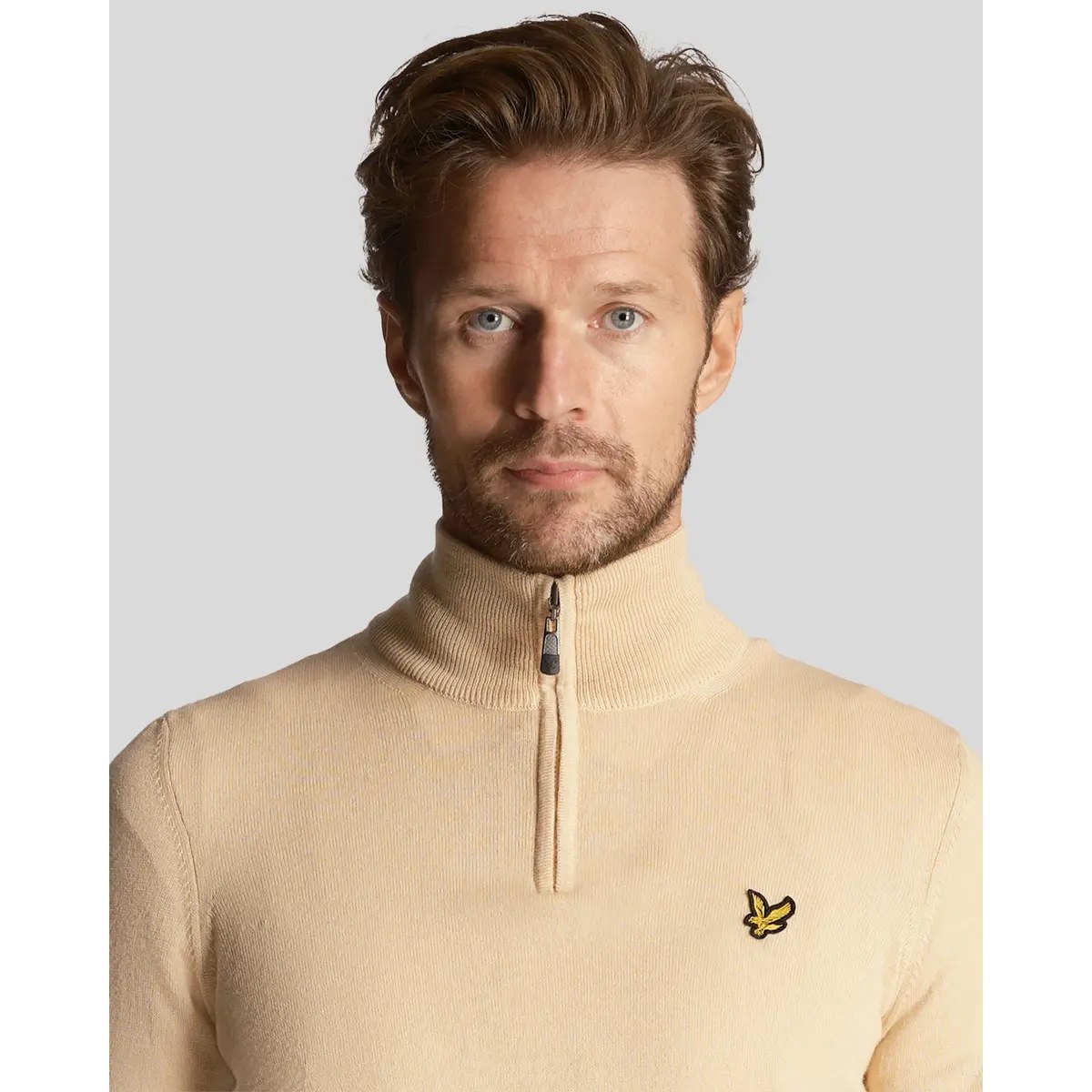 LYLE & SCOTT GOLF CORE 1/4 ZIP MERINO MIX - SAND DUNE
