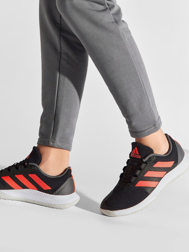 ADIDAS FORCEBOUNCE MENS INDOOR TRAINERS - CORE BLACK / SOLAR RED / GREY FIVE
