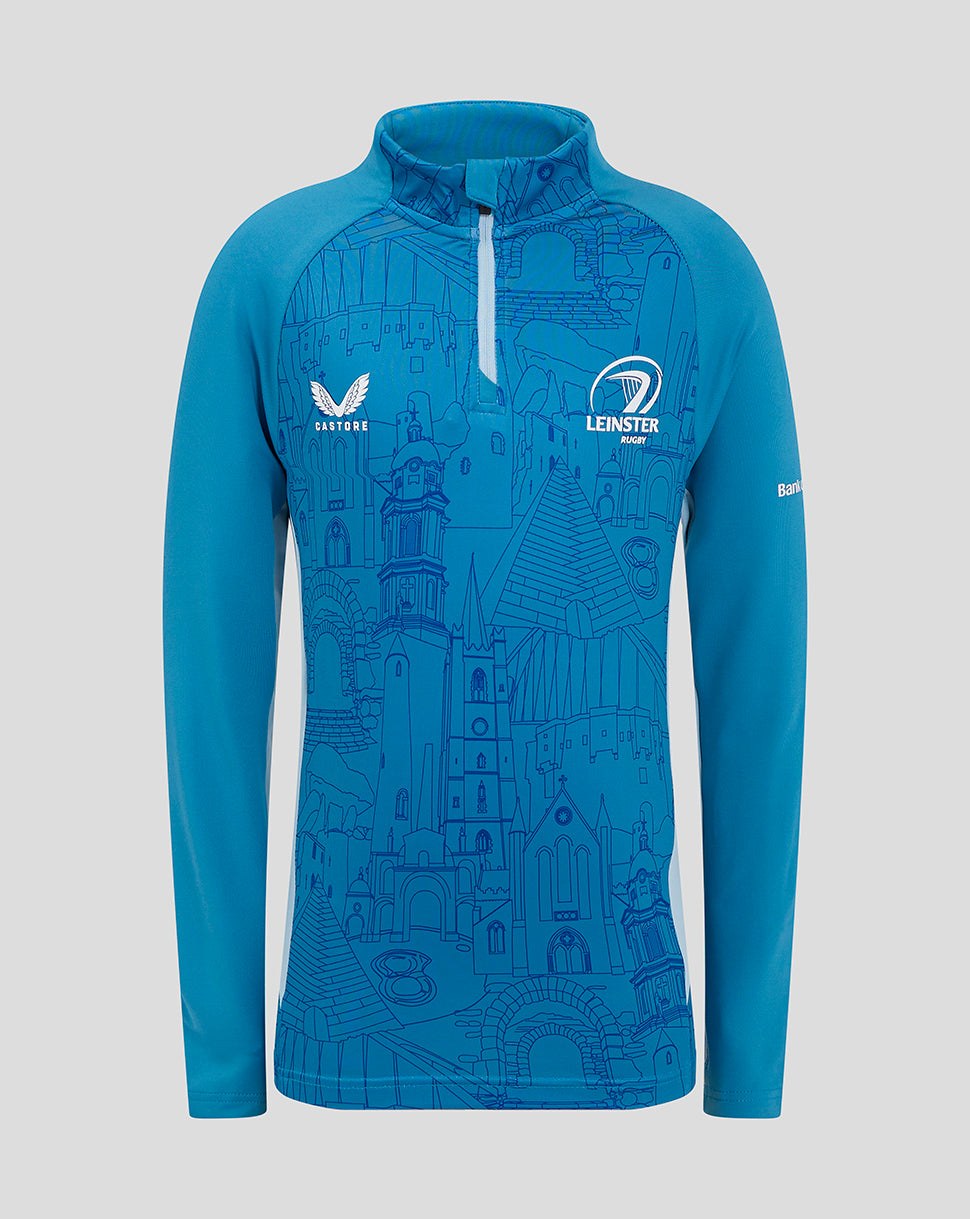 CASTORE LEINSTER MATCHDAY 1/4 ZIP MIDLAYER JUNIOR - MED BLUE/ CERULEAN