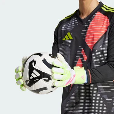 ADIDAS PREDATOR LEAGUE GOALKEEPER GLOVES - WHITE/LUCID LEMON/LUCID PINK