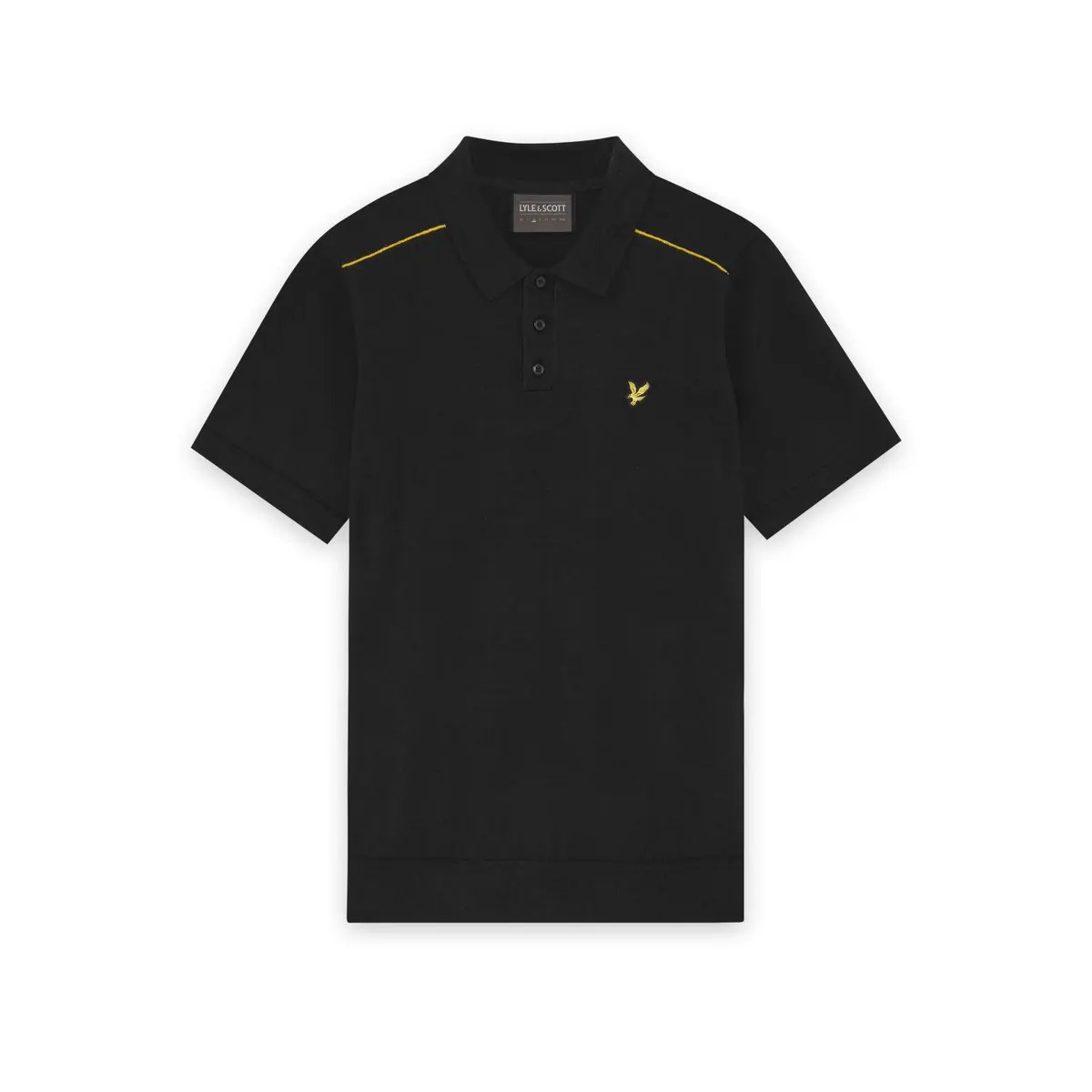 LYLE & SCOTT GOLF TIPPED KNITTED POLO - JET BLACK
