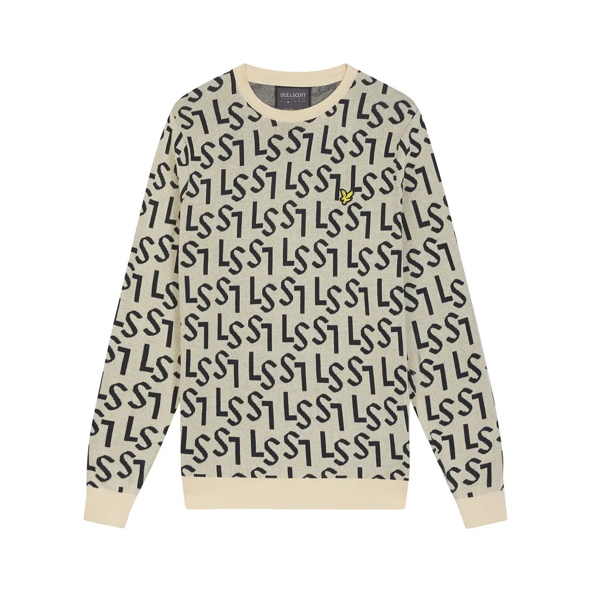 LYLE & SCOTT MONOGRAM KNITTED CREW NECK - SAND DUNE