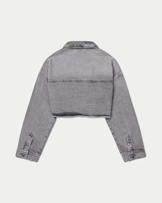 HERA WOMENS CROPPED DENIM JACKET - LIGHT GREY
