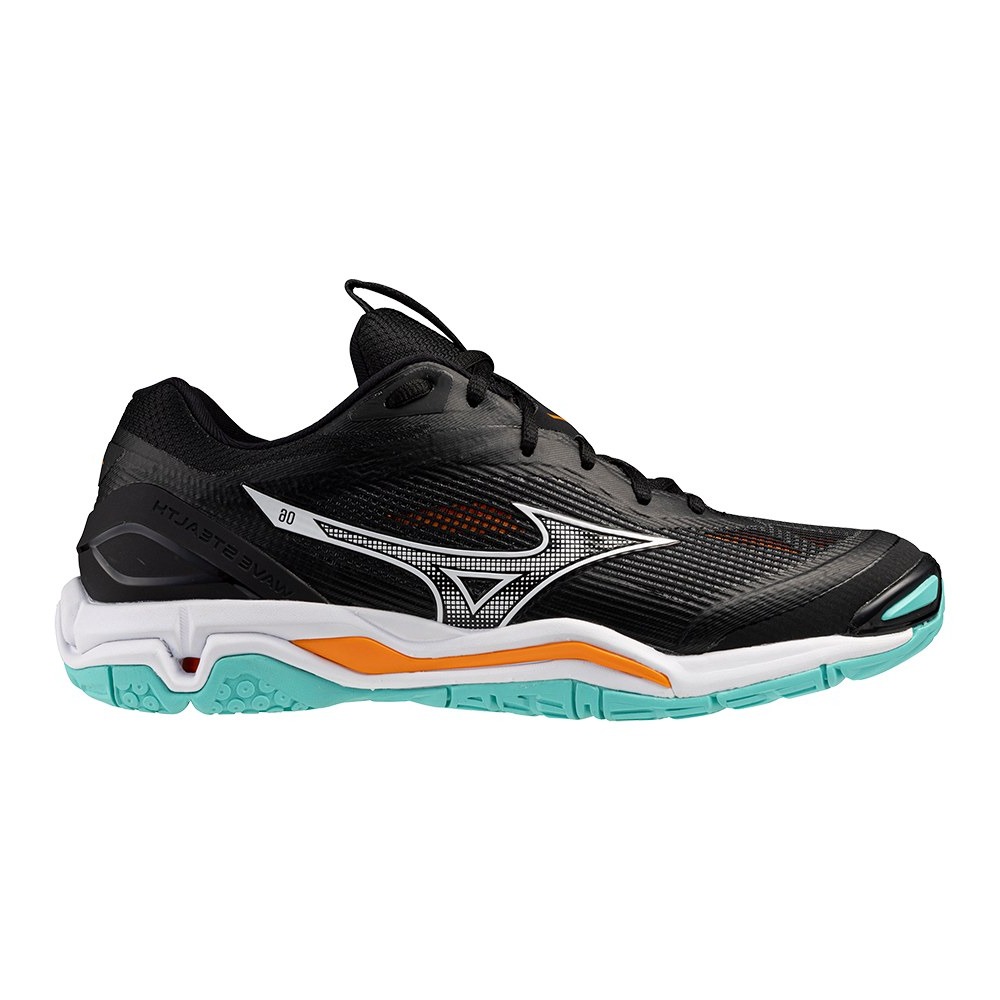 MIZUNO WAVE STEALTH 6 - BLACK/TANGELO/ICE GREEN