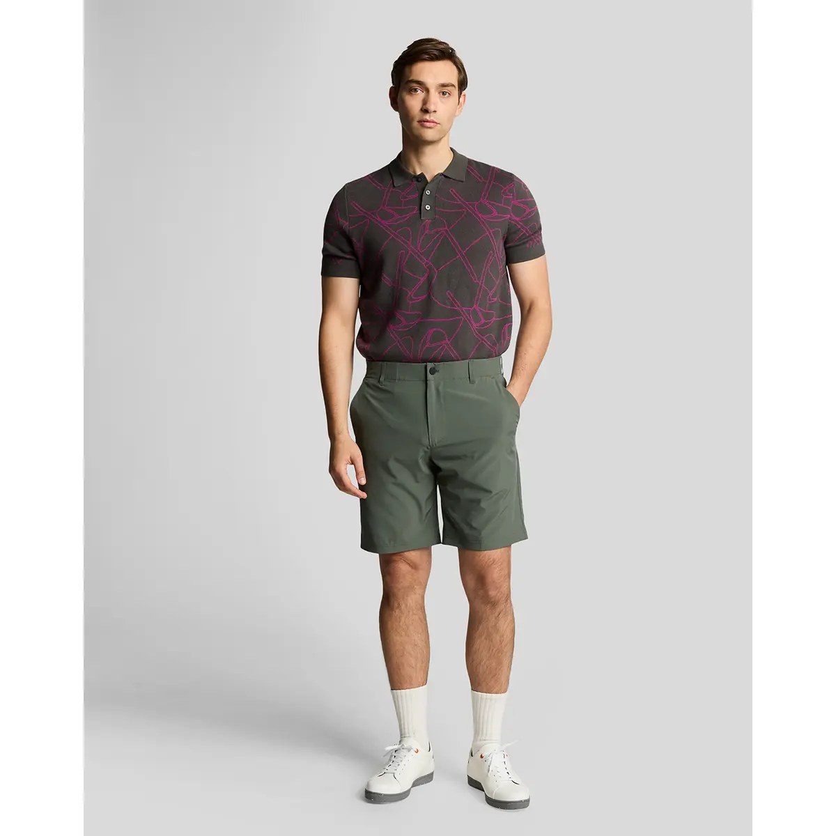 LYLE & SCOTT 5 POCKET GOLF SHORTS - CACTUS GREEN