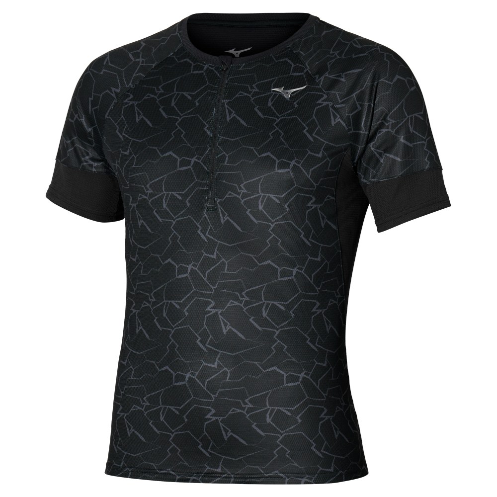 MIZUNO MENS GRAPHIC TRAIL TEE - BLACK