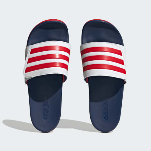ADIDAS ADILETTE COMFORT ADJUSTABLE SLIDE - WHITE/NAVY/RED