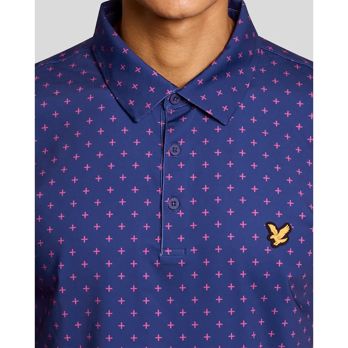 LYLE & SCOTT GOLF CROSS PRINT POLO - NAVY PEONY
