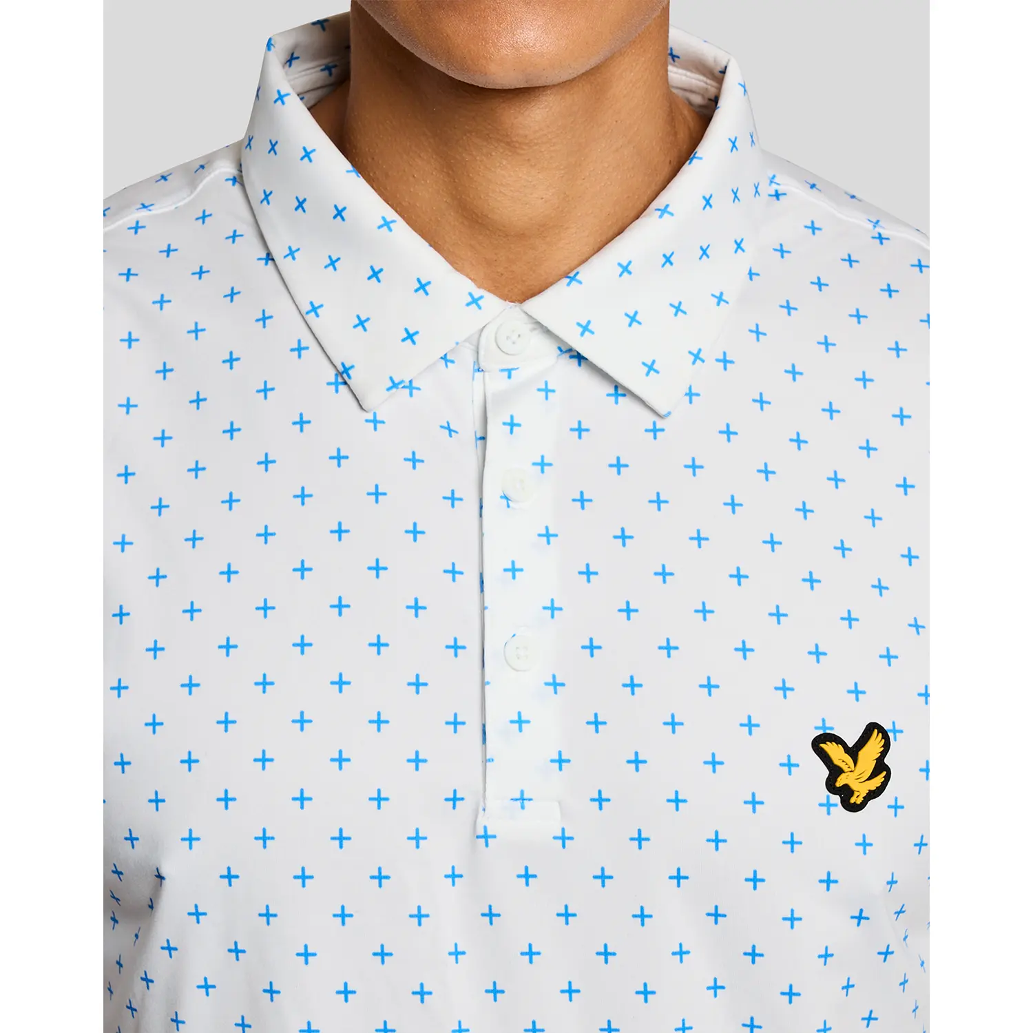 LYLE & SCOTT GOLF CROSS PRINT POLO - WHITE