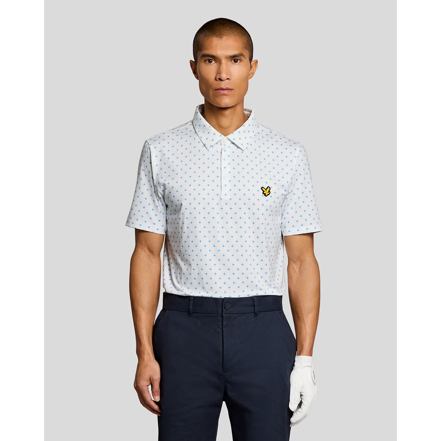 LYLE & SCOTT GOLF CROSS PRINT POLO - WHITE