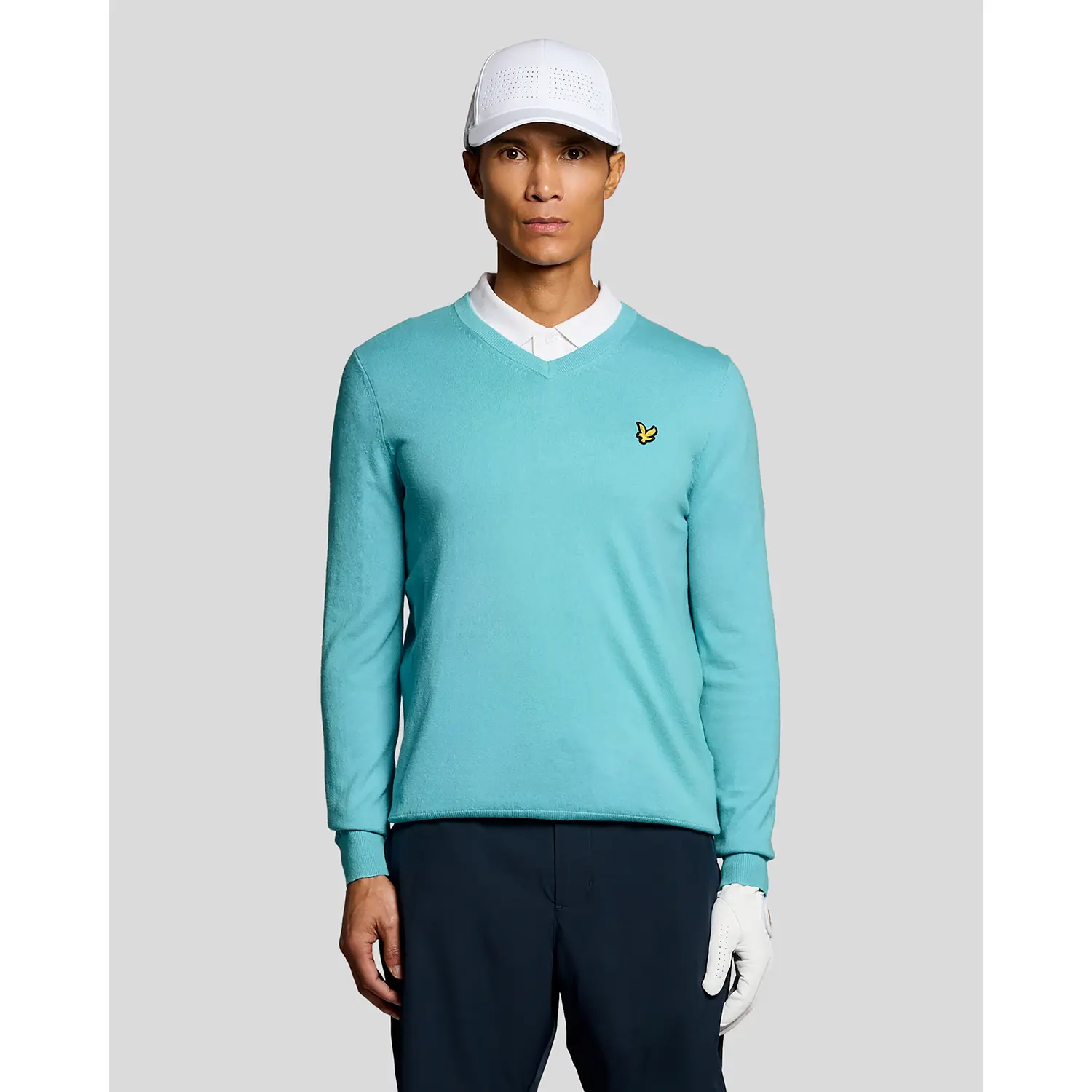 LYLE & SCOTT GOLF V NECK PULLOVER - AQUAMARINE BLUE