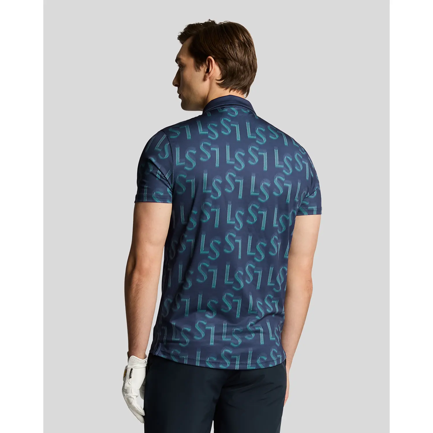LYLE & SCOTT LS MONOGRAM PRINTED POLO SHIRT - RYDER BLUE