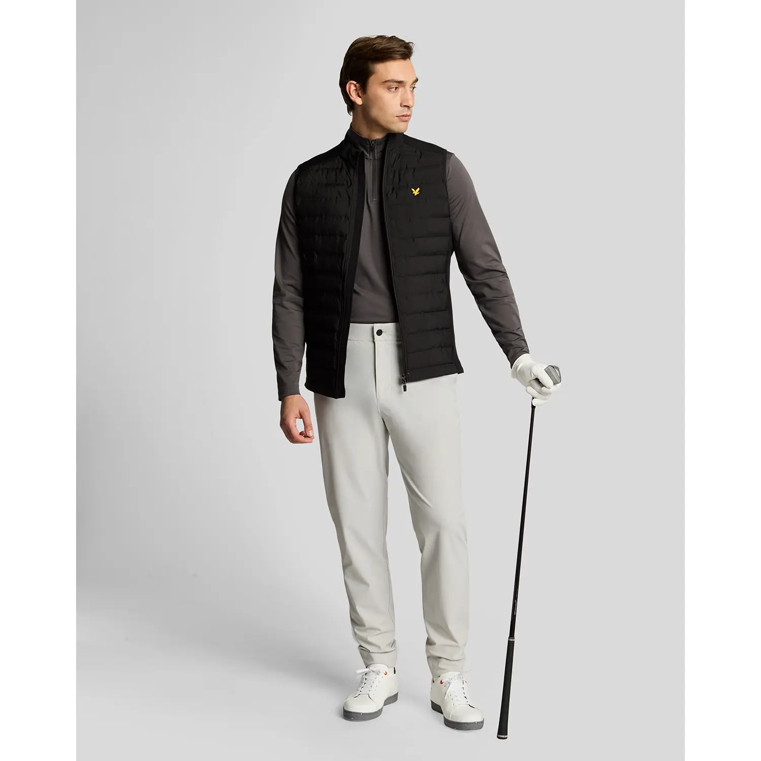 LYLE & SCOTT HYBRID QUILTED GOLF GILET - JET BLACK