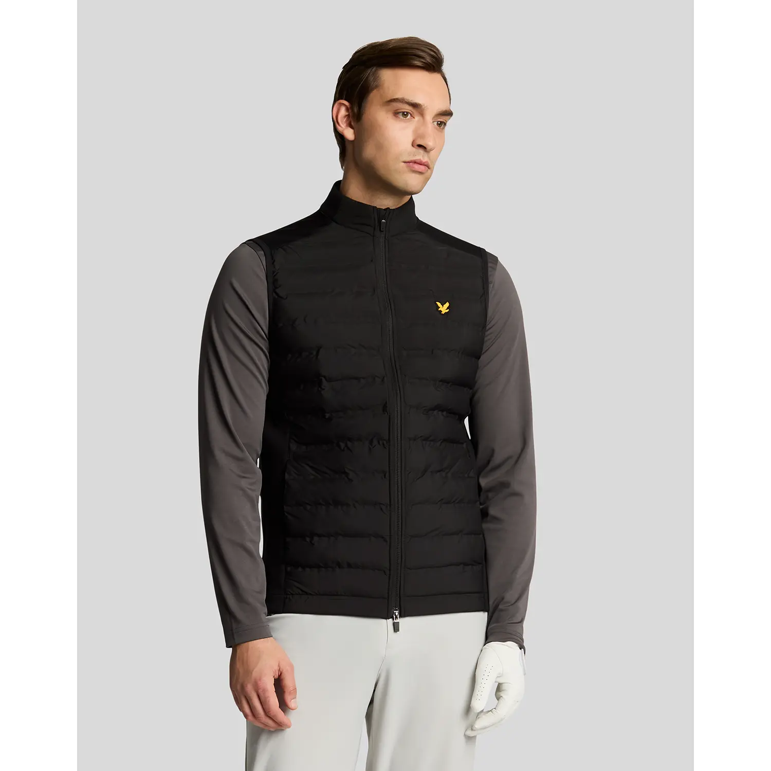 LYLE & SCOTT HYBRID QUILTED GOLF GILET - JET BLACK