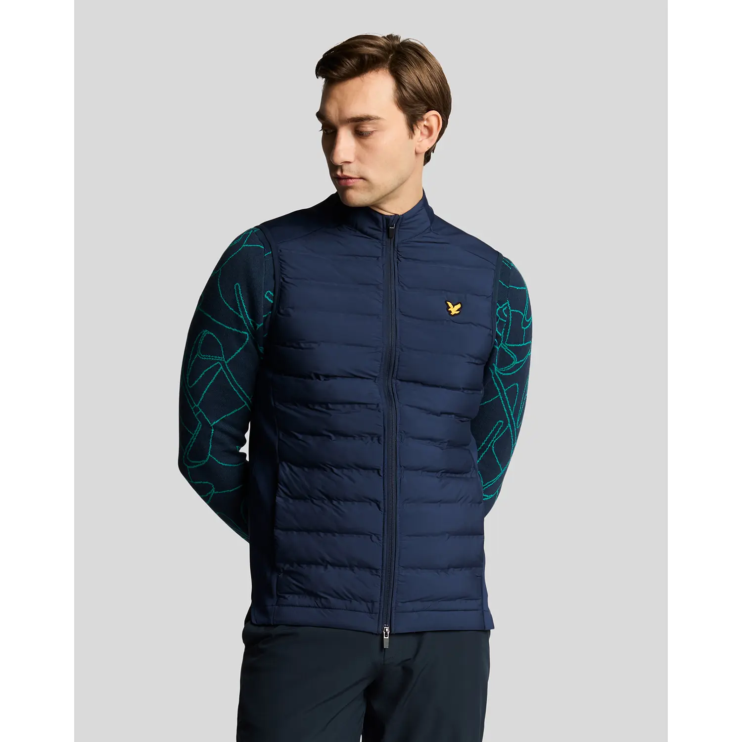 LYLE & SCOTT HYBRID QUILTED GOLF GILET - RYDER BLUE