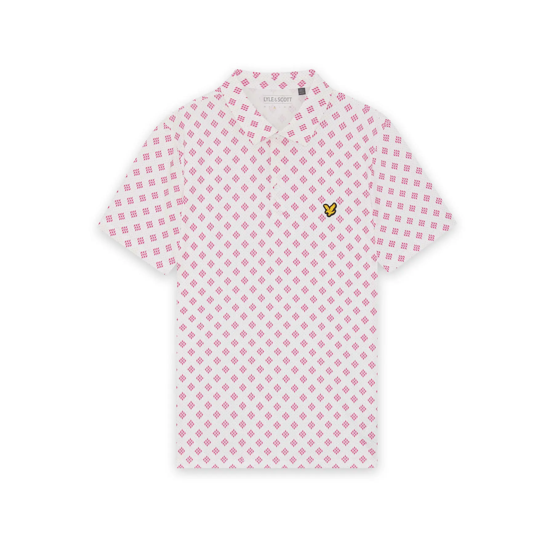 LYLE & SCOTT GOLF ARGYLE PRINT POLO - WHITE