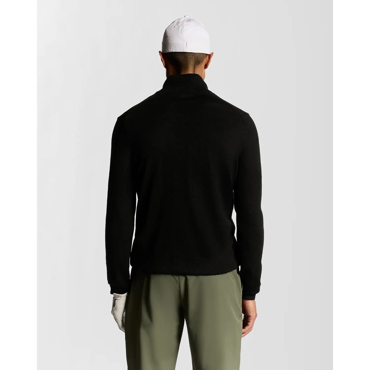 LYLE & SCOTT EMBROIDERED 1/4 ZIP MERINO KNIT - JET BLACK