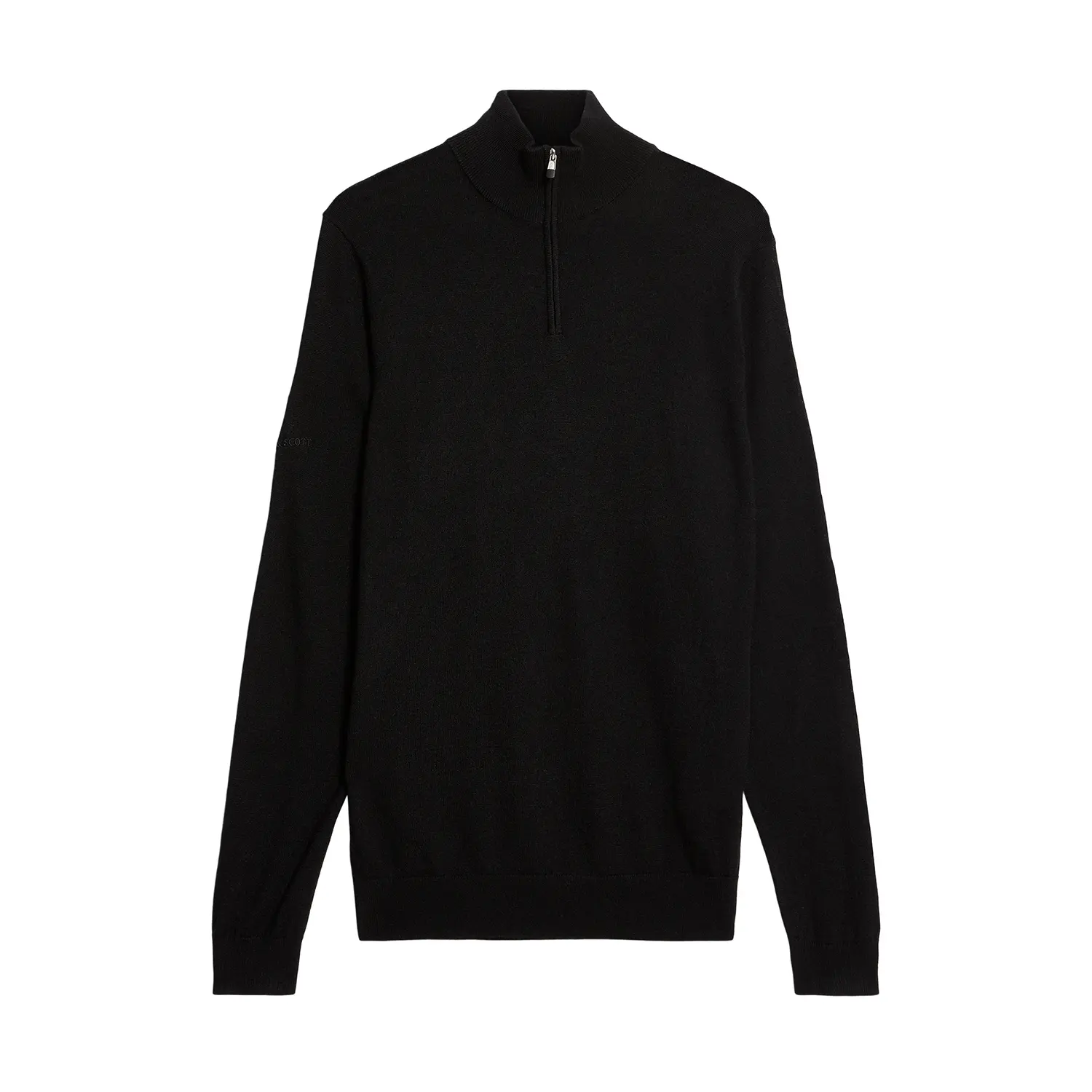 LYLE & SCOTT EMBROIDERED 1/4 ZIP MERINO KNIT - JET BLACK