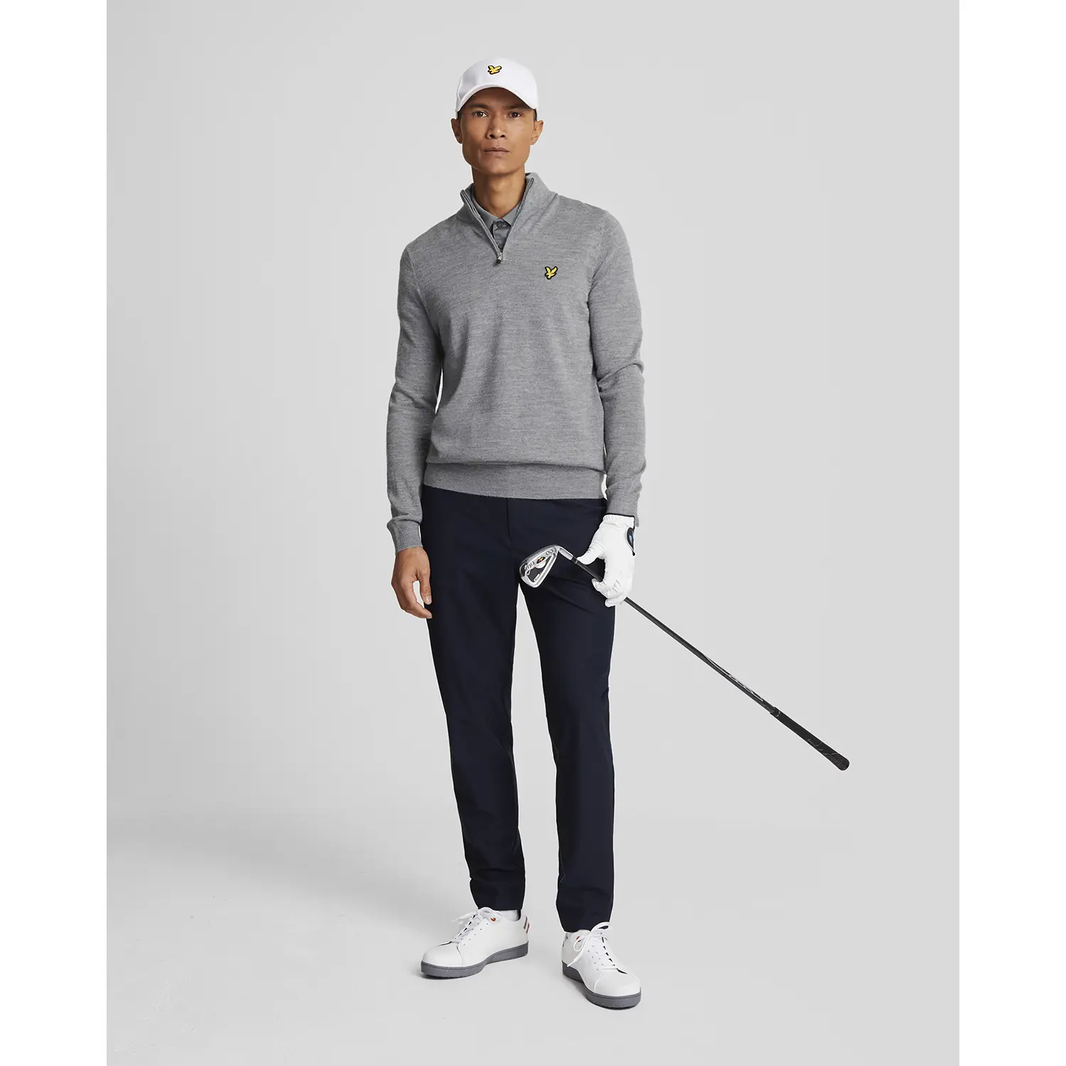 LYLE & SCOTT GOLF QUARTER ZIP MERINO JUMPER - MID GREY MARL