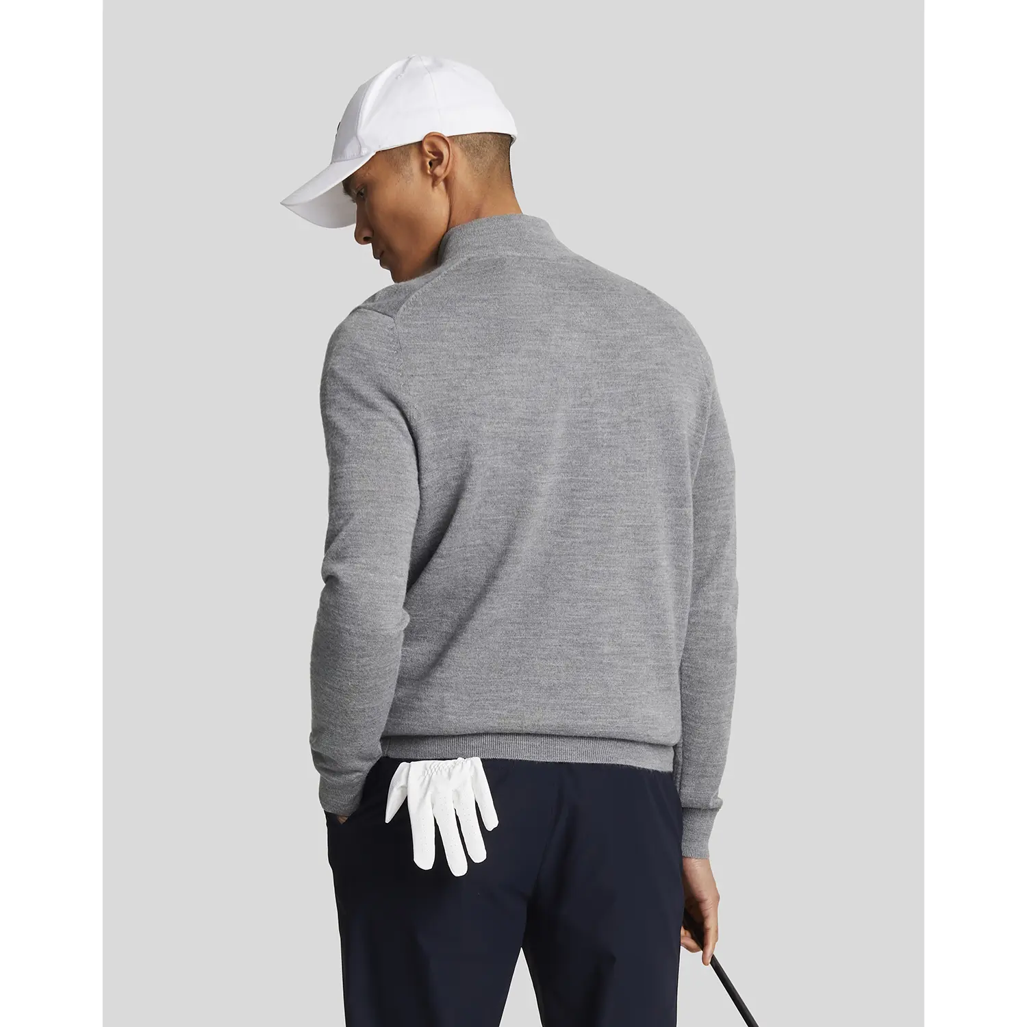 LYLE & SCOTT GOLF QUARTER ZIP MERINO JUMPER - MID GREY MARL