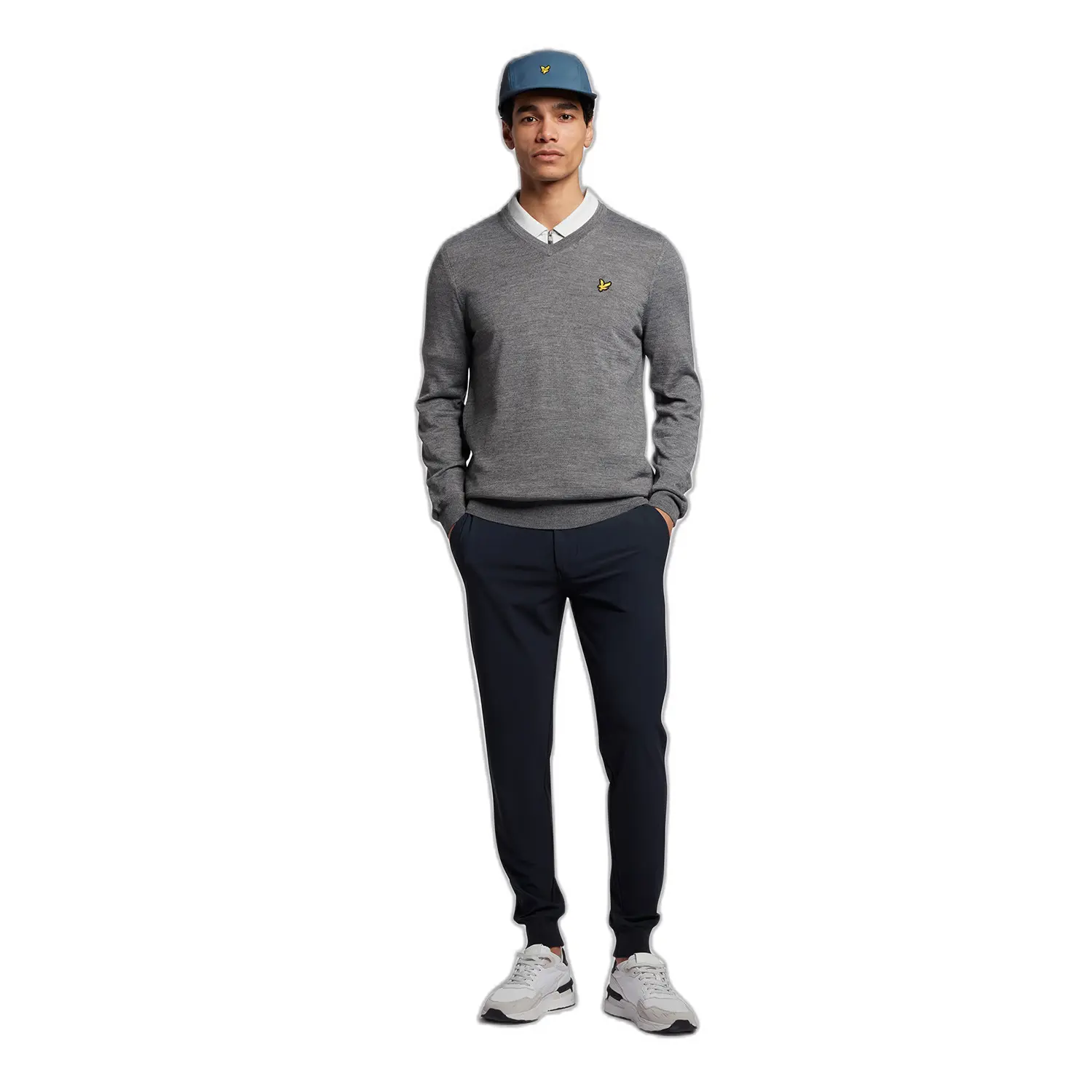 LYLE & SCOTT GOLF V NECK PULLOVER - MID GREY MARL