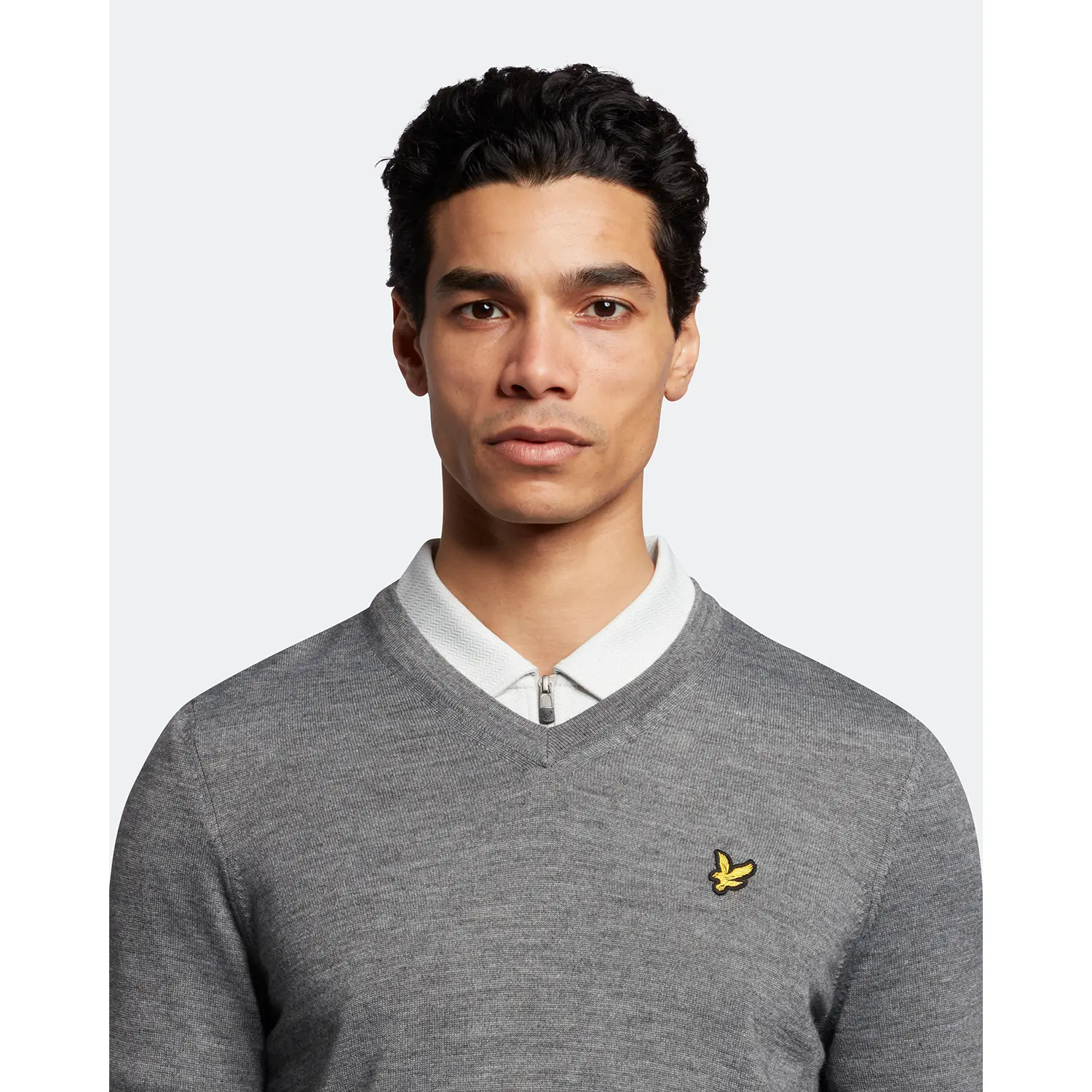 LYLE & SCOTT GOLF V NECK PULLOVER - MID GREY MARL