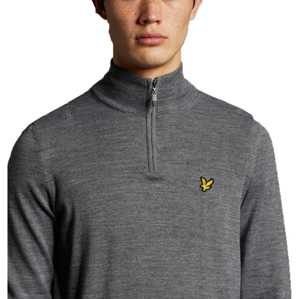 LYLE & SCOTT GOLF CORE 1/4 ZIP MERINO MIX - MID GREY MARL
