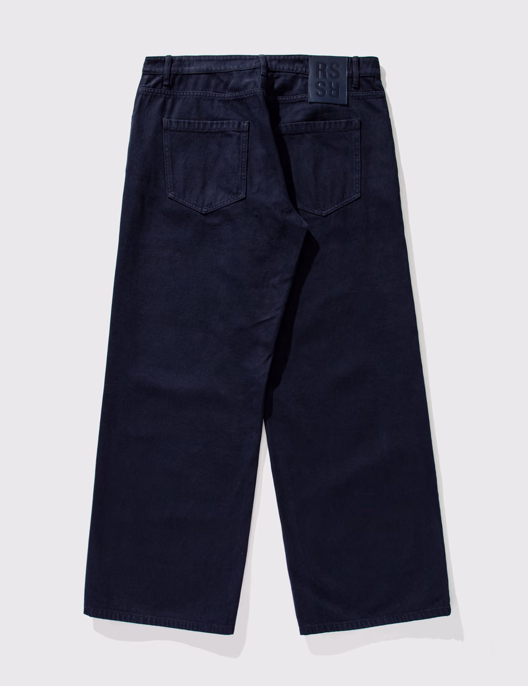 RAF SIMONS WIDE FIT DENIM PANTS WITH HORIZONTAL CUT - NAVY / ECRU