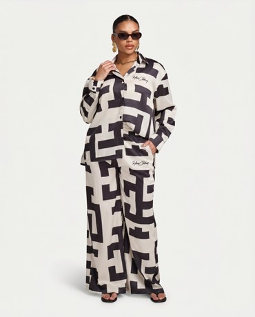 HERA WOMENS PRINTED TROUSER OFF WHITE/ BLACK