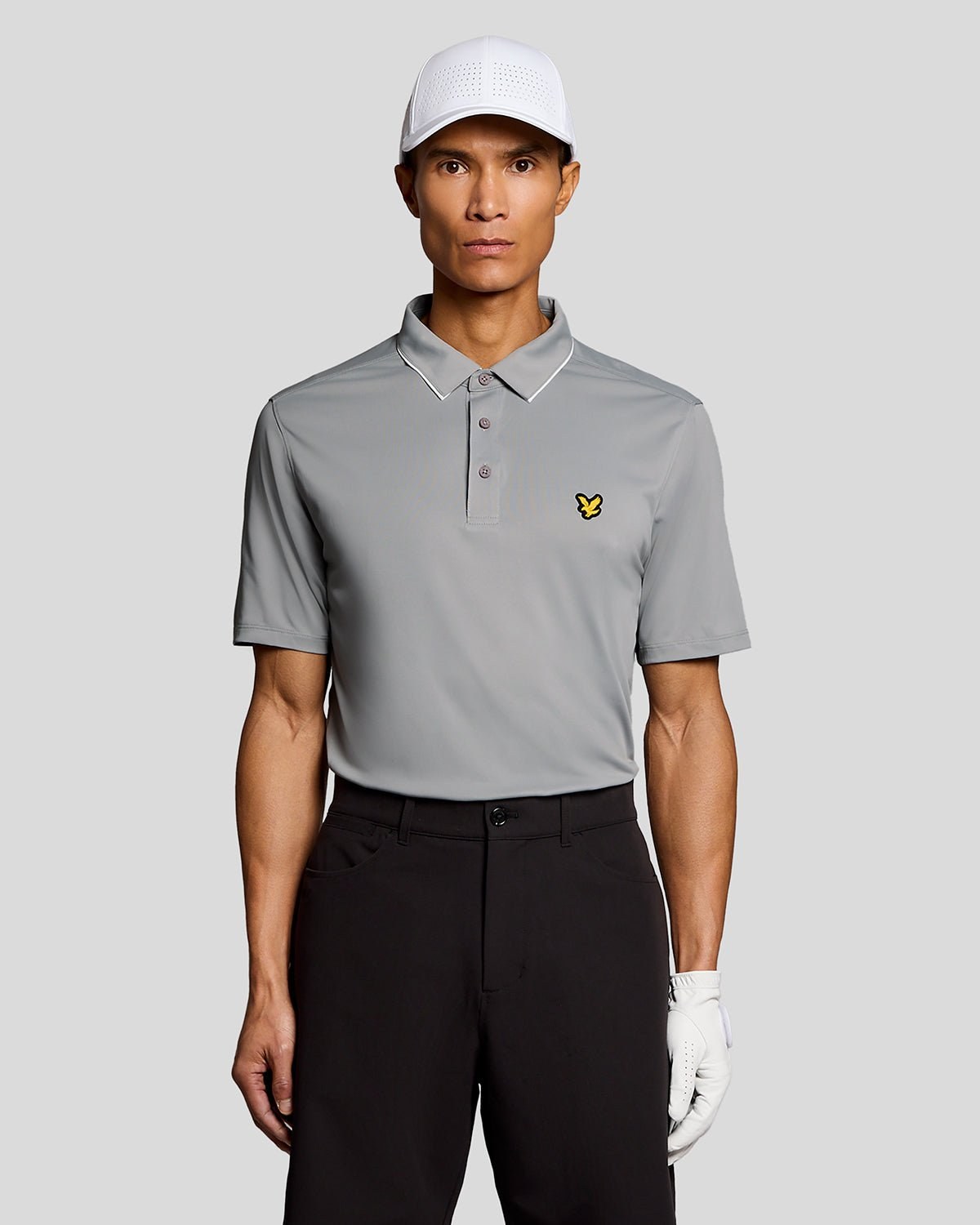 LYLE & SCOTT GOLF CONTRAST COLLAR POLO - ULTIMATE GREY