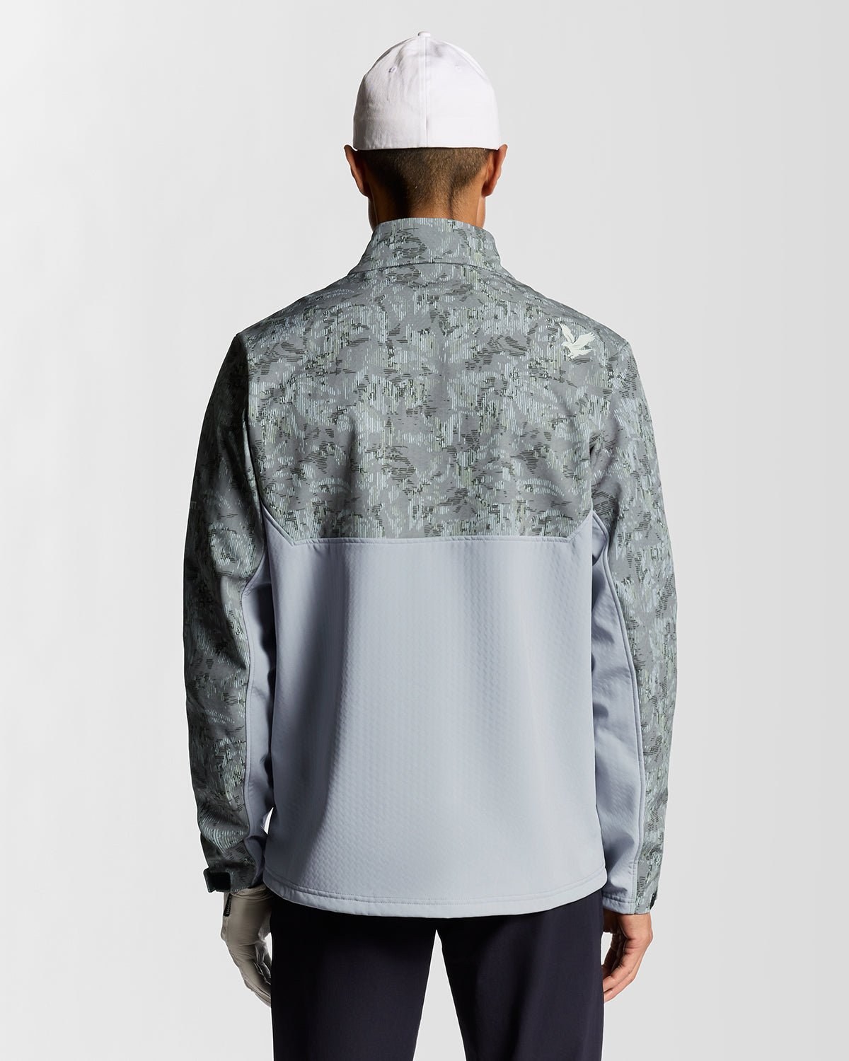 LYLE & SCOTT GOLF PRINTED HALF ZIP WINDJAMMER JACKET - TRUE IRON/ JET BLACK