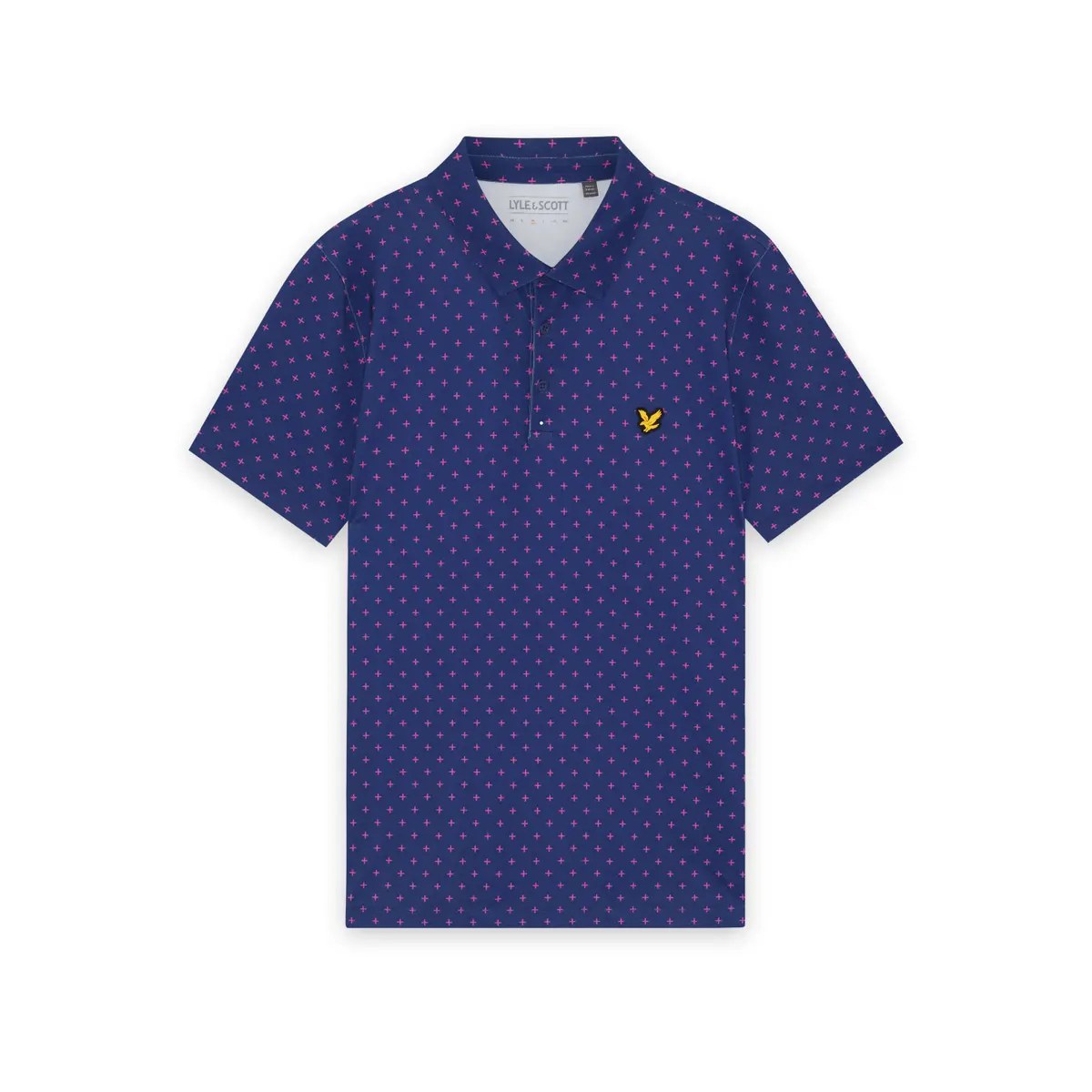LYLE & SCOTT GOLF CROSS PRINT POLO - NAVY PEONY