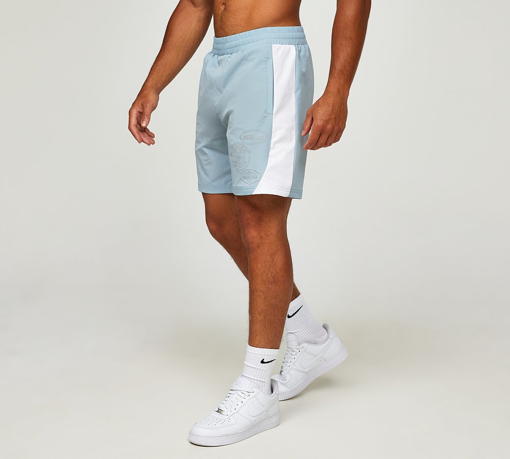 MERCIER CONTRAST BADGE WOVEN SHORT - BLUE/WHITE