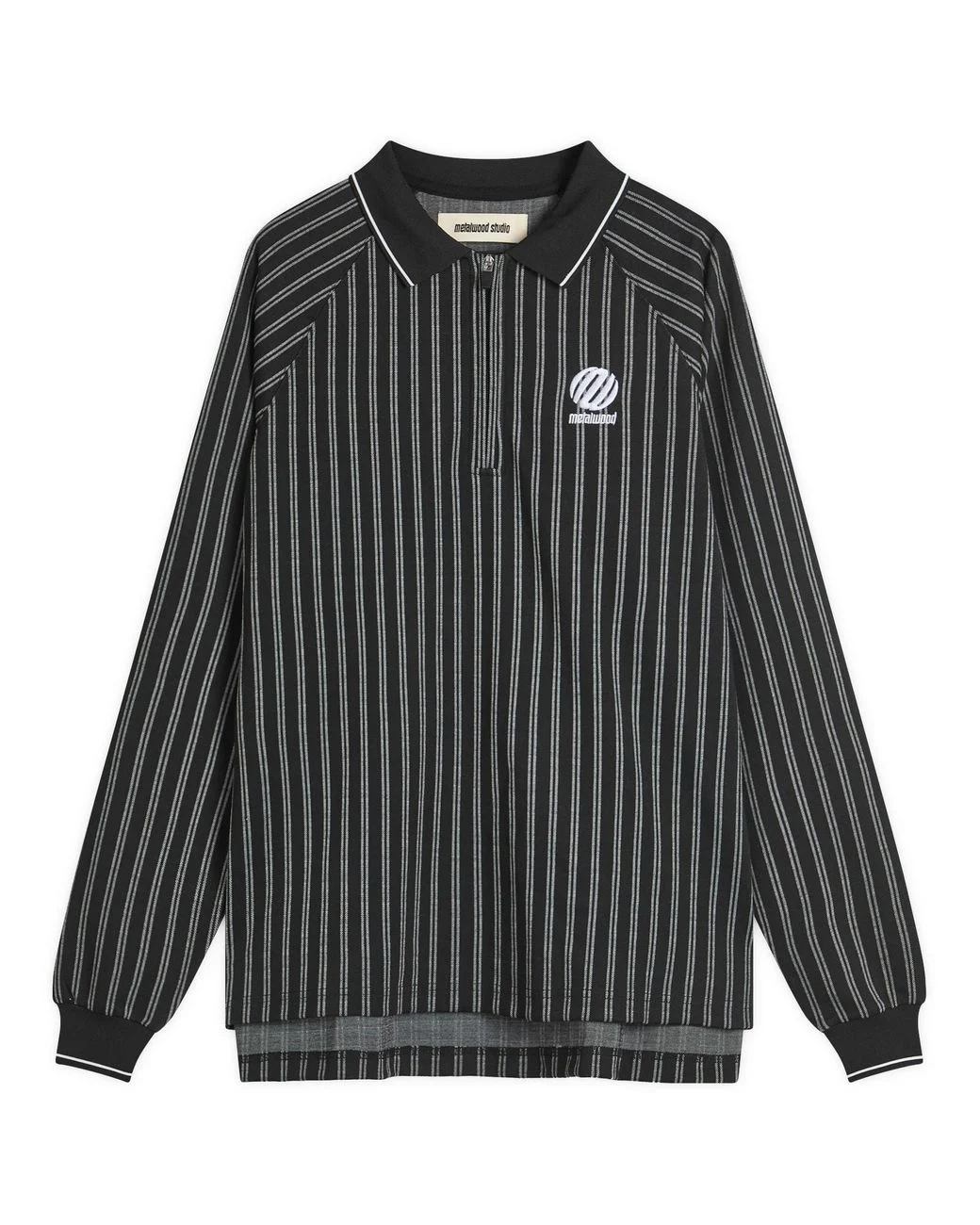 METALWOOD RIBBED LS POLO - BLACK