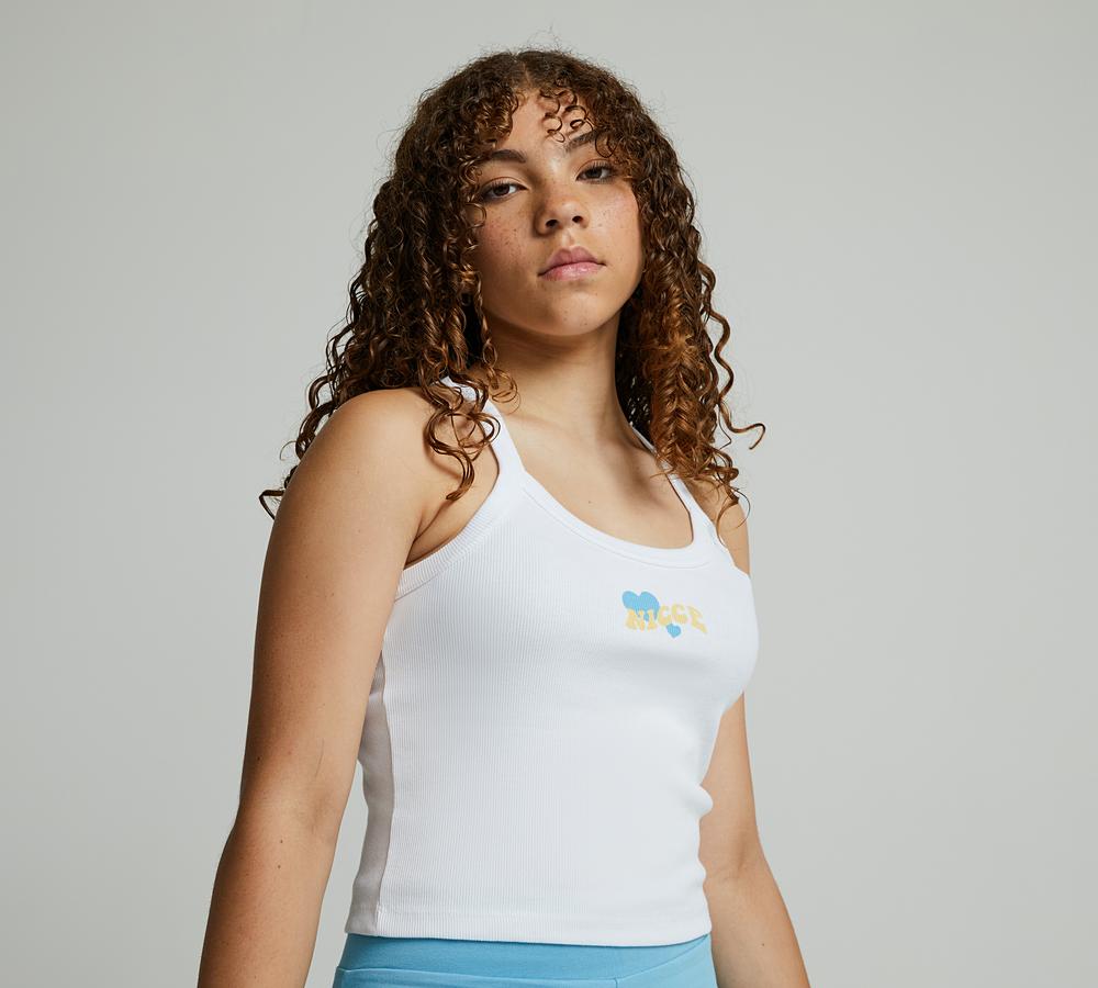 NICCE PERIDOT CROPPED VEST TOP - WHITE