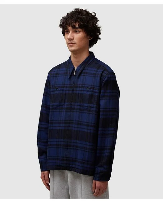 NOAH HEAVYWEIGHT ZIP-UP FLANNEL - BLACK/BLUE